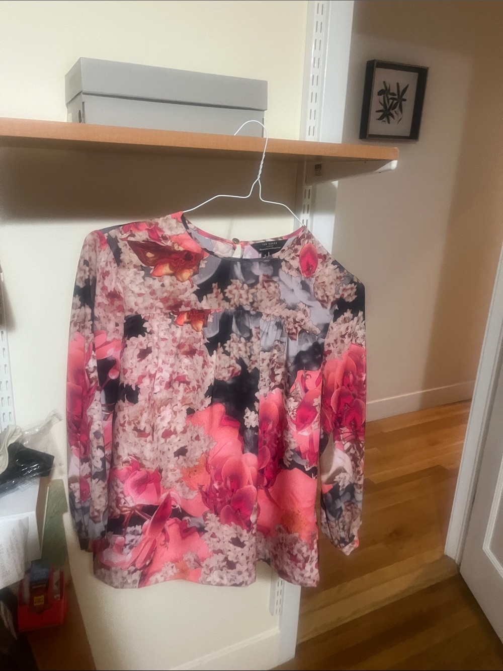 Ted Baker Multi Colored Floral Long-Sleeve Blouse